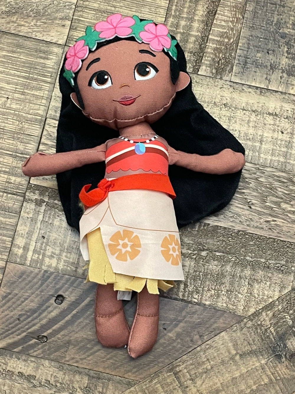 Disney Moana Plush Princess Girl Doll Soft Stuffed Toy with Flower Crown